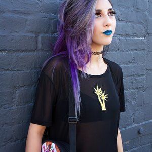 Ivory Jar  - Black Patch Mesh Top - Pot Leaf Palm Tree *Hard to find*